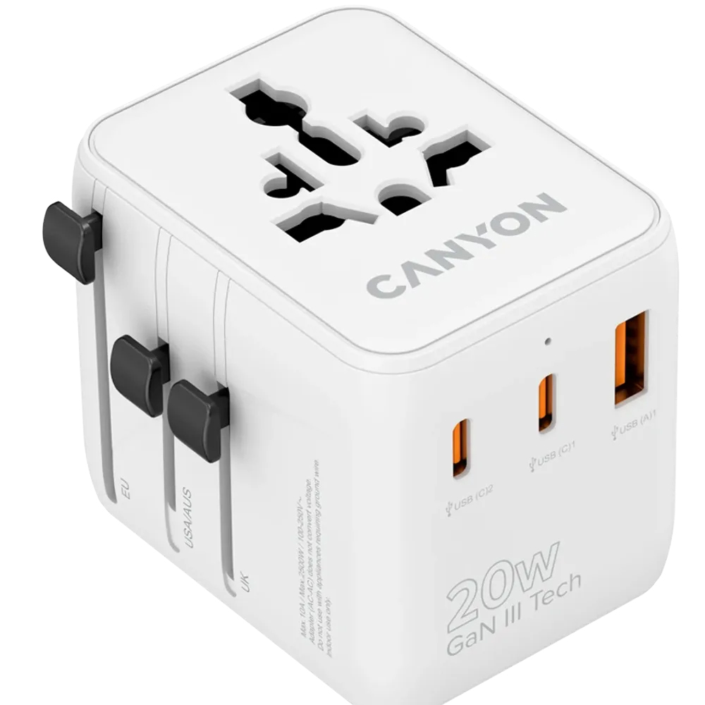 CANYON ONTOUR 20 UNIVERSAL TRAVEL ADAPTER WITH 20W CHARGER