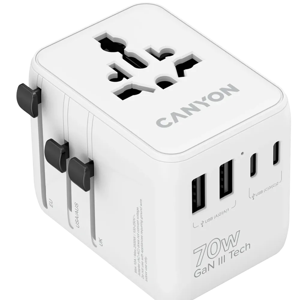 CANYON ONTOUR 70 UNIVERSAL TRAVEL ADAPTER WITH 70W GAN III CHARGER