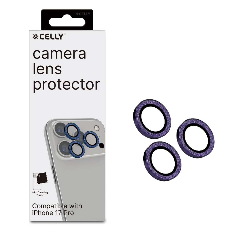 CELLY CAMERA PROTECTIVE GLASS GLITTER VIOLET IPHONE 17 PRO