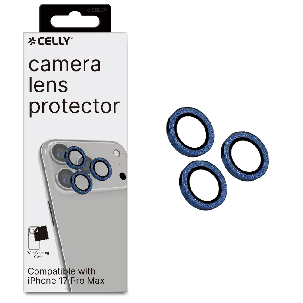 CELLY CAMERA PROTECTIVE GLASS GLITTER BLUE IPHONE 17 PRO MAX