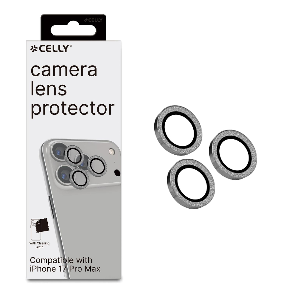 CELLY CAMERA PROTECTIVE GLASS GLITTER WHITE IPHONE 17 PRO MAX