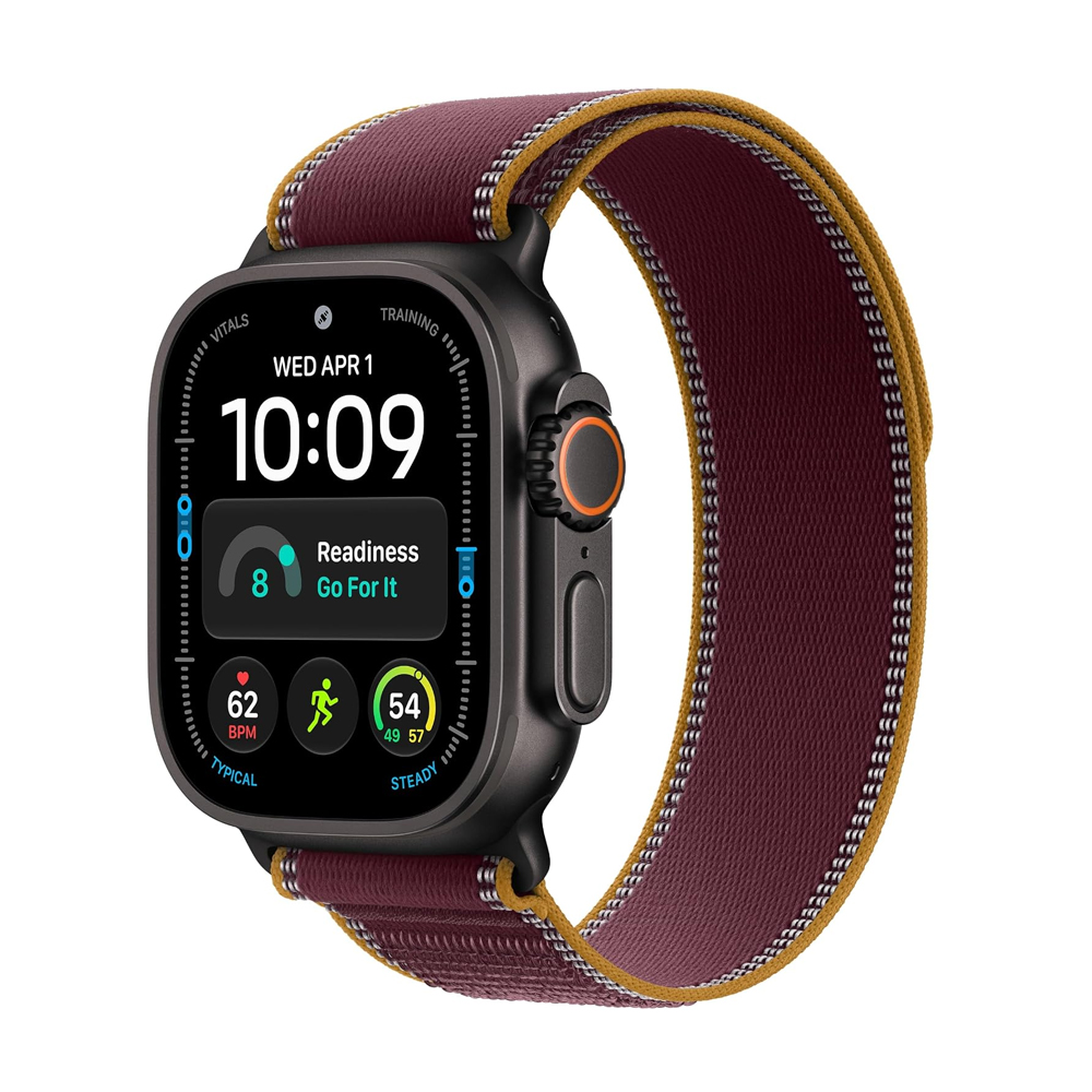 APPLE WATCH ULTRA 4 GPS+CELL 49MM BLACK TITANIUM CASE WITH BURGUNDY TRAIL LOOP S/M