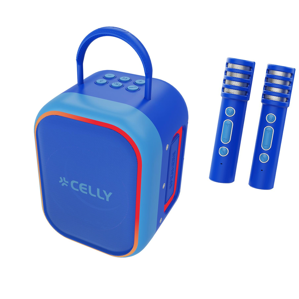 CELLY PARTYKIDS2 10W KIDS WIRELESS SPEAKER W/2 MICROPHONES BLUE