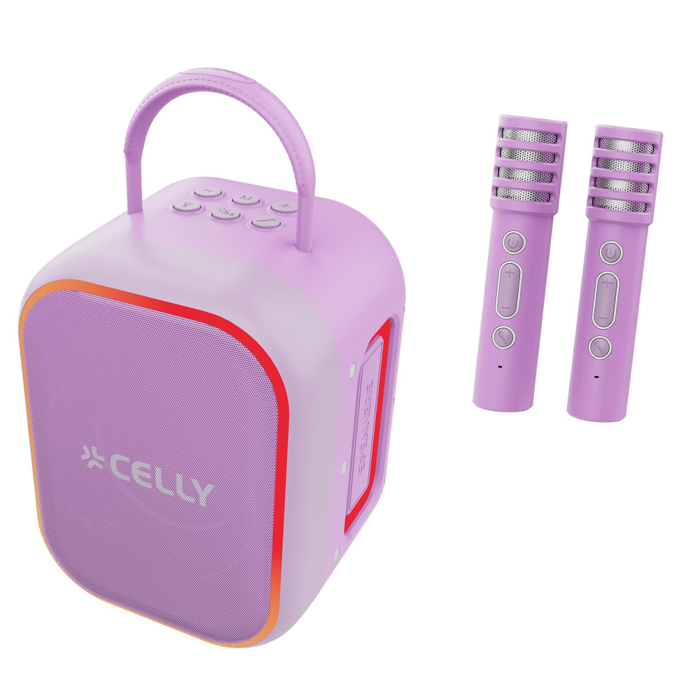 CELLY PARTYKIDS2 10W KIDS WIRELESS SPEAKER W/2 MICROPHONES VIOLET