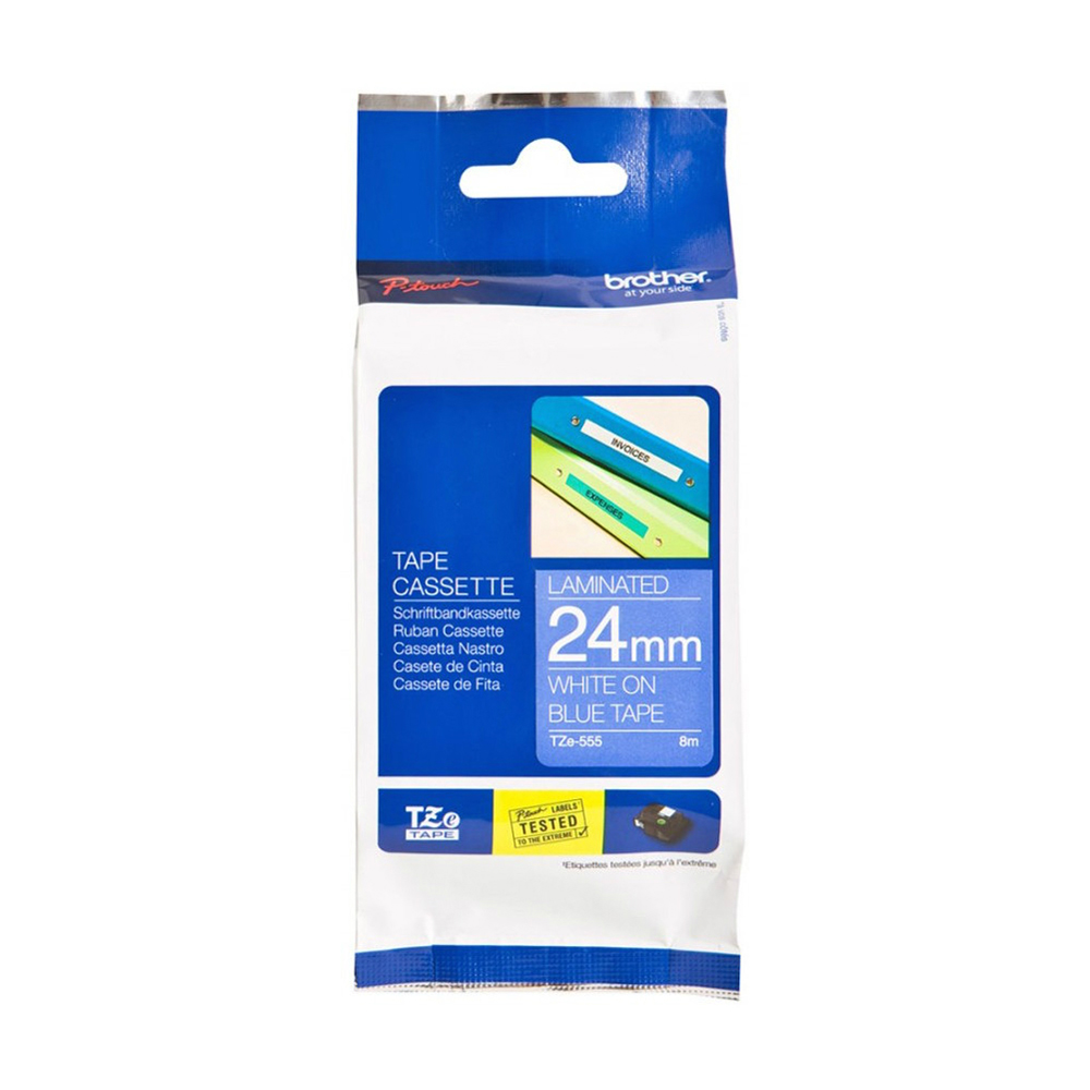BROTHER TAPE 24MM - WHITE ON BLUE