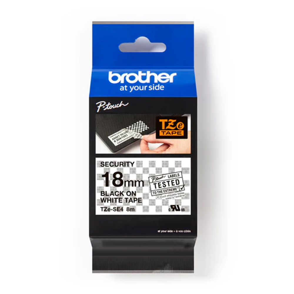 BROTHER SECURITY TAPE 18MM - BLK ON WHT