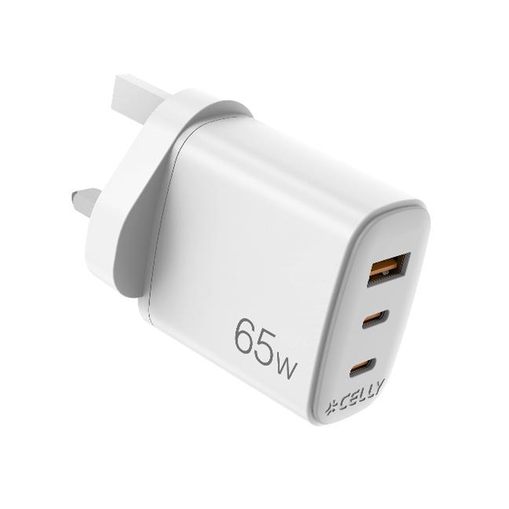 CELLY 65W GAN USB-A/ 2X USB-C WALL CHARGER