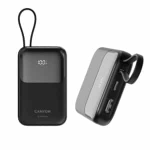 Canyon OnPower 101 10,000mAh PD 22.5W Built-in USB-C Power Bank Black